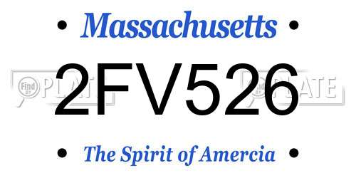 2FV526 Massachusetts License Plate