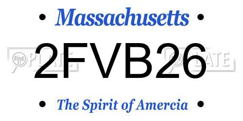 2FVB26 Massachusetts License Plate