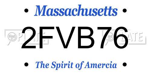 2FVB76 Massachusetts License Plate