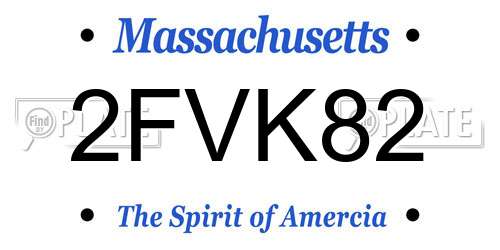 2FVK82 Massachusetts License Plate