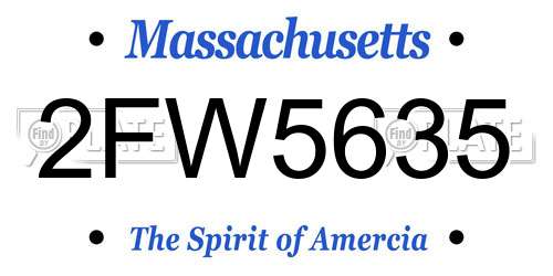 2FW5635 Massachusetts License Plate