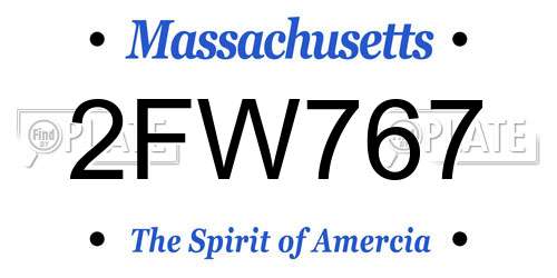 2FW767 Massachusetts License Plate