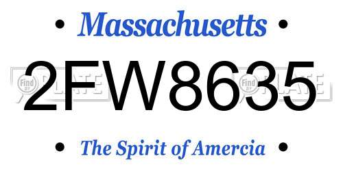 2FW8635 Massachusetts License Plate