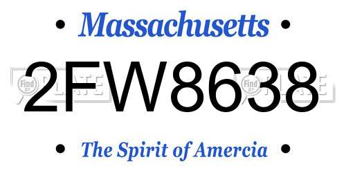 2FW8638 Massachusetts License Plate