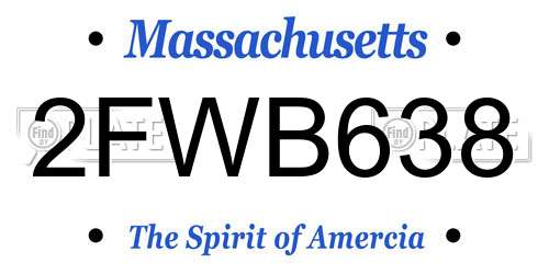 2FWB638 Massachusetts License Plate