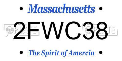 2FWC38 Massachusetts License Plate