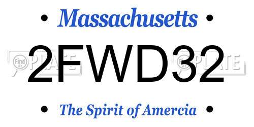 2FWD32 Massachusetts License Plate