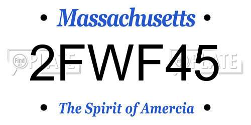 2FWF45 Massachusetts License Plate