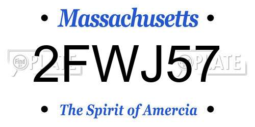 2FWJ57 Massachusetts License Plate