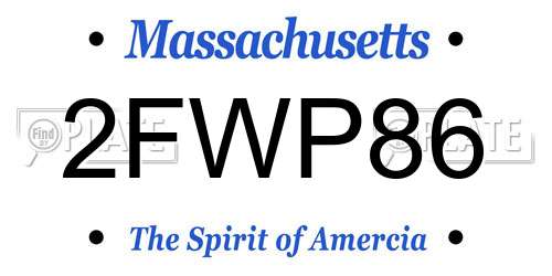 2FWP86 Massachusetts License Plate