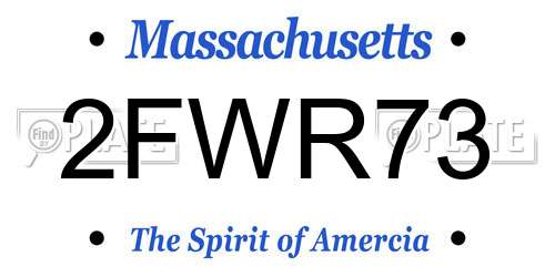 2FWR73 Massachusetts License Plate