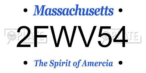 2FWV54 Massachusetts License Plate