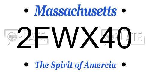 2FWX40 Massachusetts License Plate
