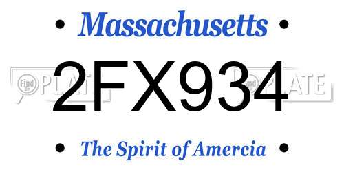 2FX934 Massachusetts License Plate
