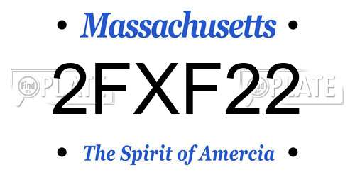 2FXF22 Massachusetts License Plate