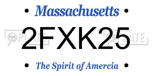 2FXK25 Massachusetts License Plate