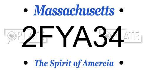 2FYA34 Massachusetts License Plate