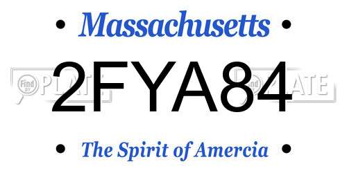 2FYA84 Massachusetts License Plate