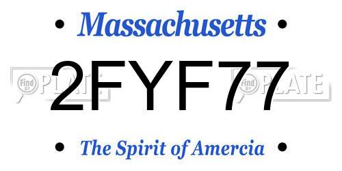 2FYF77 Massachusetts License Plate