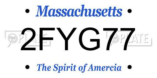 2FYG77 Massachusetts License Plate