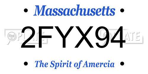 2FYX94 Massachusetts License Plate