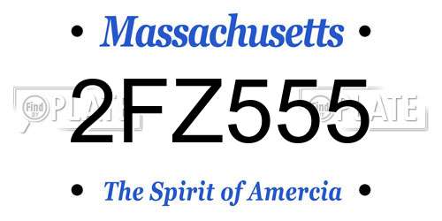 2FZ555 Massachusetts License Plate