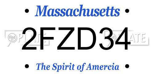 2FZD34 Massachusetts License Plate