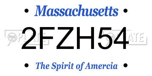 2FZH54 Massachusetts License Plate