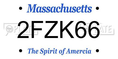 2FZK66 Massachusetts License Plate