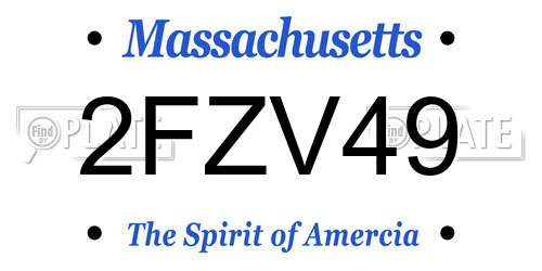 2FZV49 Massachusetts License Plate