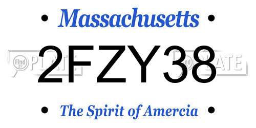 2FZY38 Massachusetts License Plate
