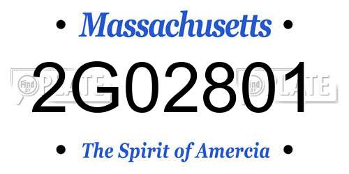 2G02801 Massachusetts License Plate