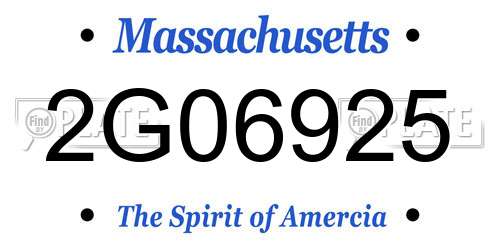 2G06925 Massachusetts License Plate