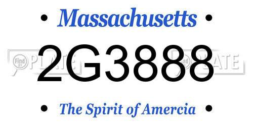 2G3888 Massachusetts License Plate