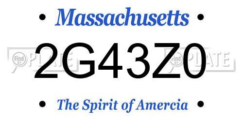 2G43Z0 Massachusetts License Plate