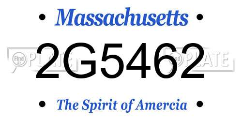 2G5462 Massachusetts License Plate