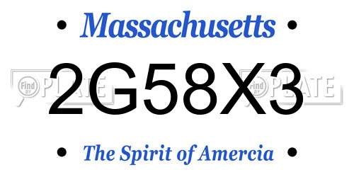 2G58X3 Massachusetts License Plate