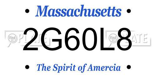 2G60L8 Massachusetts License Plate