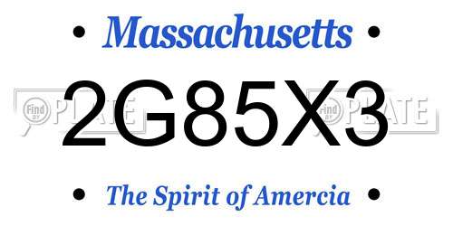 2G85X3 Massachusetts License Plate