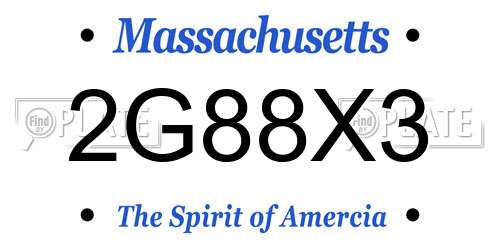 2G88X3 Massachusetts License Plate