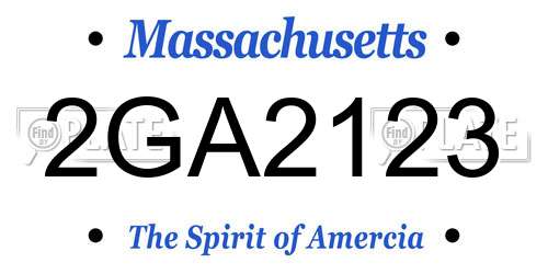 2GA2123 Massachusetts License Plate