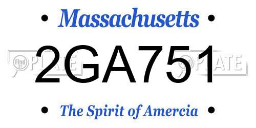 2GA751 Massachusetts License Plate