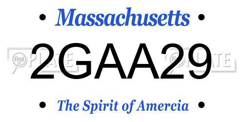 2GAA29 Massachusetts License Plate