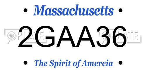 2GAA36 Massachusetts License Plate