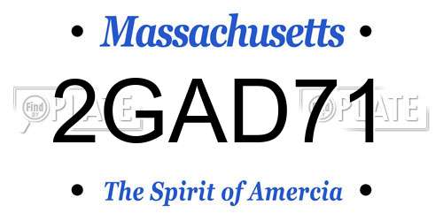2GAD71 Massachusetts License Plate