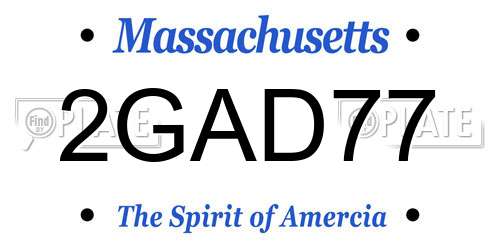 2GAD77 Massachusetts License Plate
