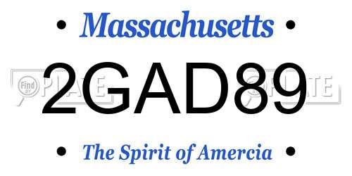2GAD89 Massachusetts License Plate