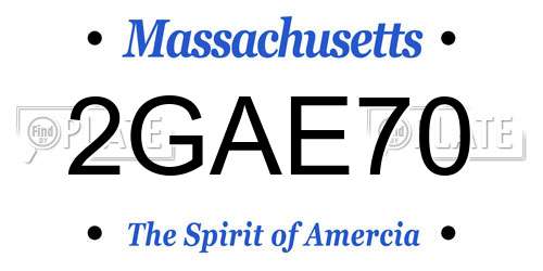 2GAE70 Massachusetts License Plate