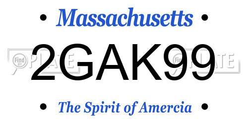 2GAK99 Massachusetts License Plate