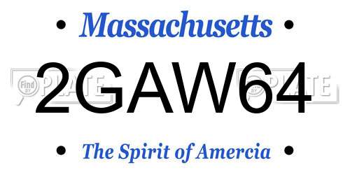 2GAW64 Massachusetts License Plate